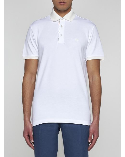 Etro White Logo Cotton Polo Shirt for men