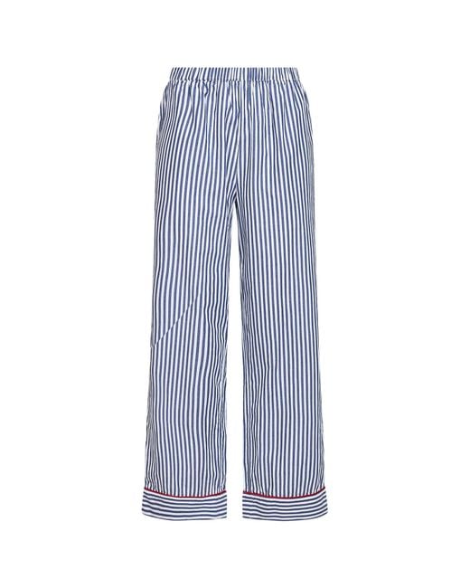 Mc2 Saint Barth Blue Striped Poplin Galassia Pajama-Style Trousers