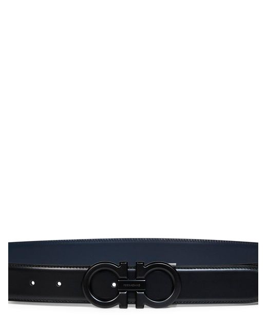 Ferragamo White Two-Tone Gancini Reversible Belt for men