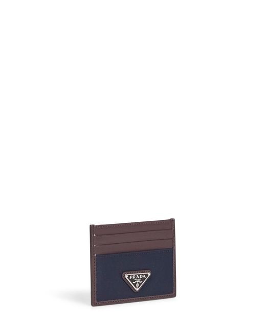 Prada White And Coffee Re-Nylon And Leather Card Holder for men