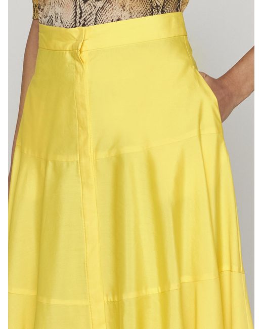 Max Mara Studio Yellow Teramo Cotton Long Skirt