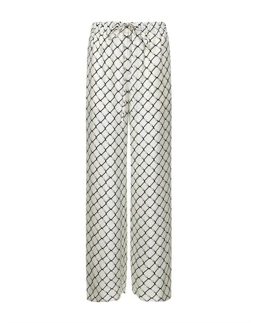 Gucci White Printed Silk Twill Drawstring Trousers