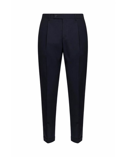 D 40 Blue Dark Stretch Cotton Blend Slim Carrot Trousers for men