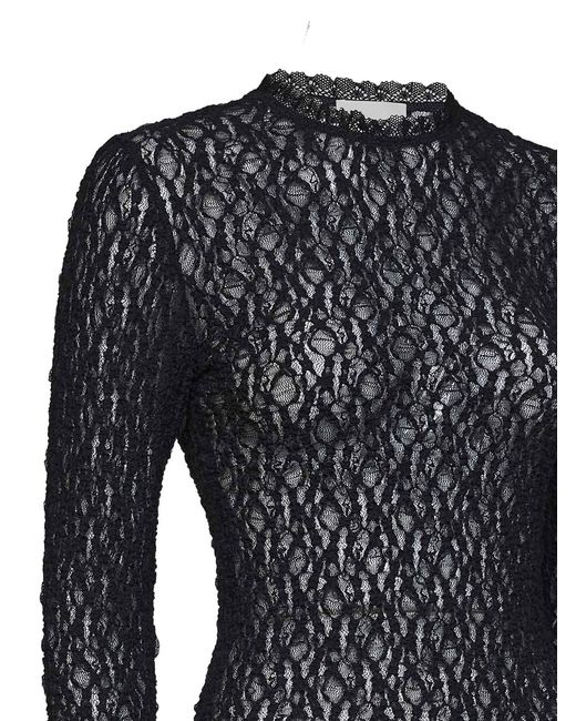 Isabel Marant Black Stretch Lace Brany Long-Sleeved Top