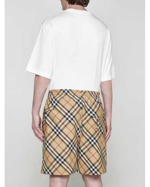 Burberry White Check Print Shorts for men