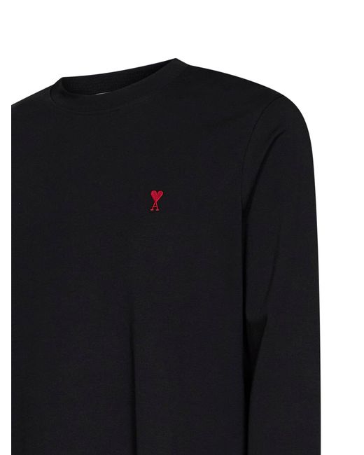 AMI Black Cotton Ami De Cœur Long-Sleeved T-Shirt for men
