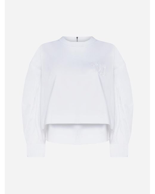 Max Mara White Dolly Cotton Cropped Sweatshirt