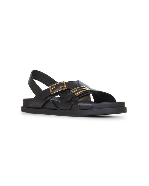 Fendi Blue Leather Feel Slides