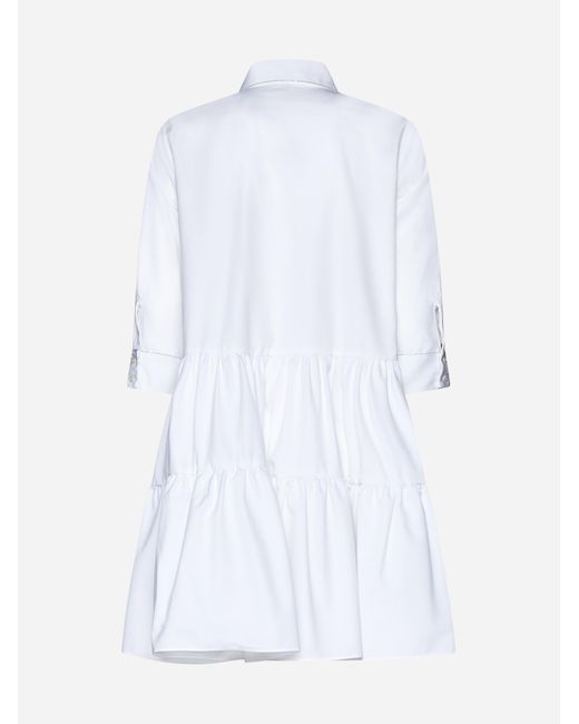 Fabiana Filippi White Cotton Tiered Shirt Dress