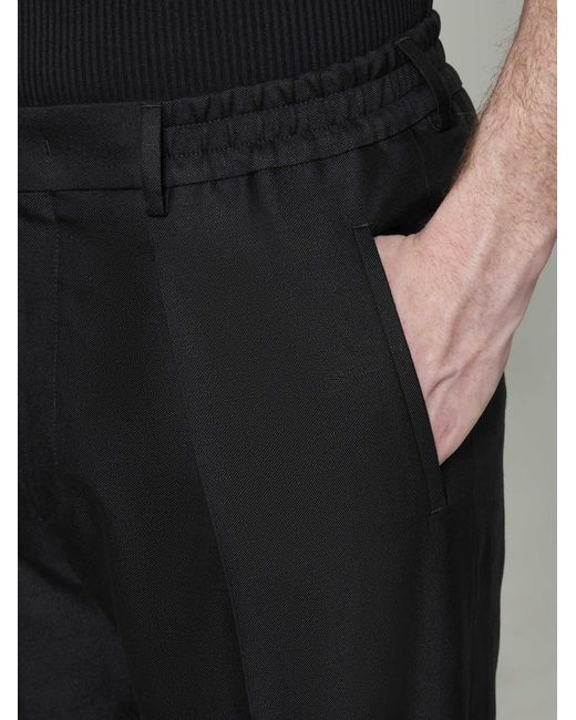 Fendi Black Stretch Cotton-blend Trousers for men