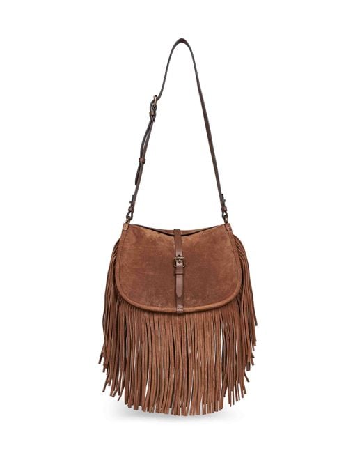 Etro Brown Camel Medium Pony Shoulder Bag With Fringes