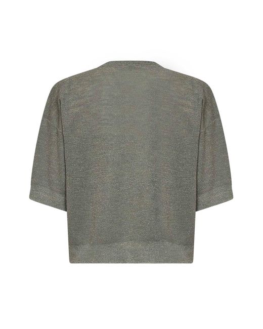 Brunello Cucinelli Gray Military Sparkling Linen Sweater