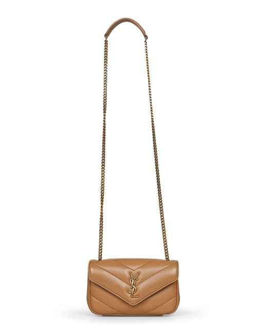 Borsa A Tracolla Loulou Mini di Saint Laurent in Natural