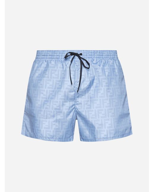 Fendi Blue Ff Print Swim Shorts for men