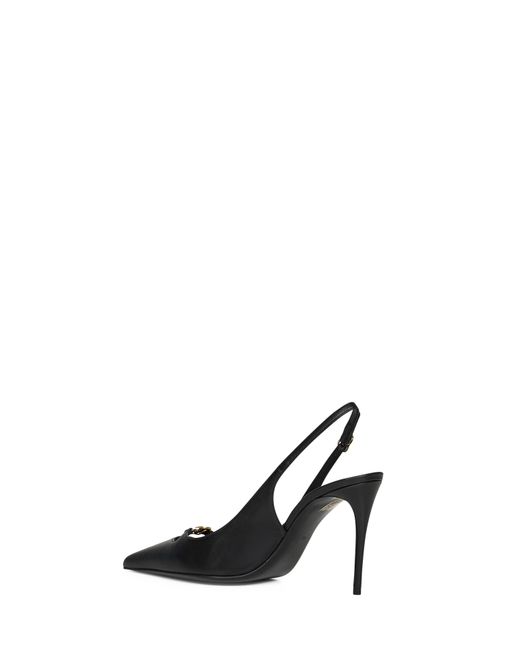 Dolce & Gabbana Black Silky Nappa Leather Lollo Slingback Pumps