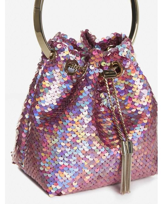 Jimmy Choo Pink Bon Bon Sequin Mini Bucket Bag
