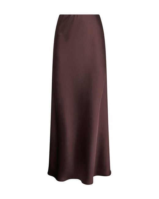 Blanca Vita Brown Coffee Satin Garra Long Flared Skirt