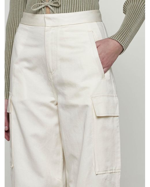 Filippa K White Cotton And Linen Cargo Trousers