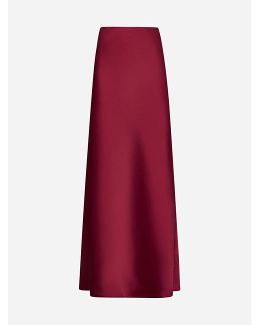 Blanca Vita Red Ginestra Satin Long Skirt