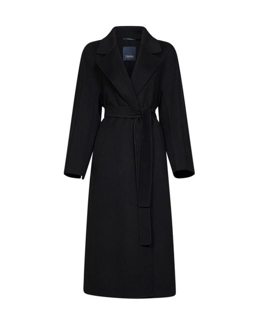 Max Mara Black Smmpenelope Long Wrap Coat