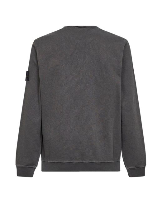 Stone Island Gray Charcoal Slub-Effect Malfilé Cotton Sweatshirt for men