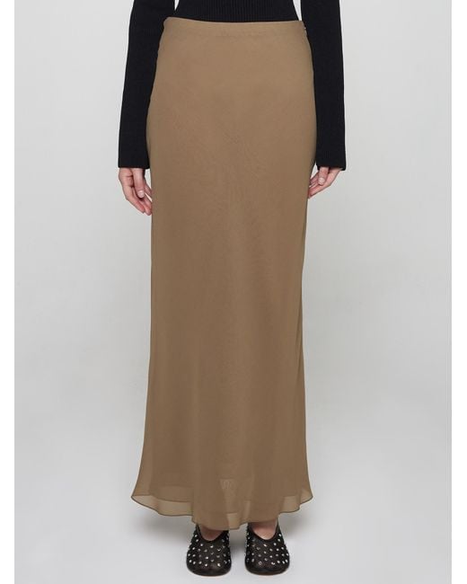 Khaite Natural Mauva Silk Long Skirt