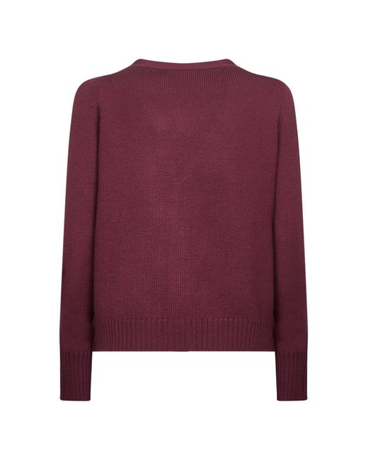 Blanca Vita Purple Burgundy Virgin Wool Knit Cardigan