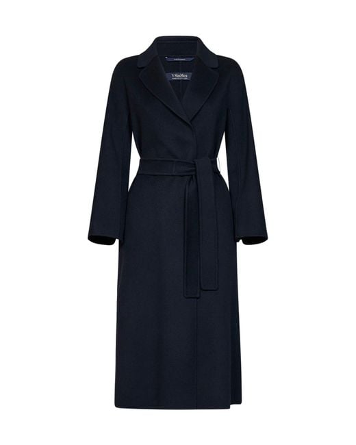 Max Mara Blue Dark Esturia Belted Midi Coat