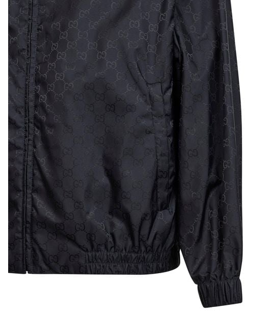 Gucci Blue Dark Gg Nylon Hooded Jacket for men