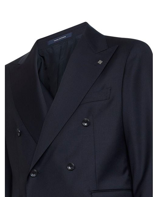 Tagliatore Blue Virgin Wool Vesuvio Double-Breasted Suit for men