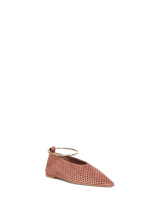 Jil Sander Pink Umber Pointed Toe Ballet Flats With Anklet