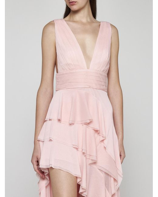 Alice + Olivia Pink Holly Ruffled High Low Dress