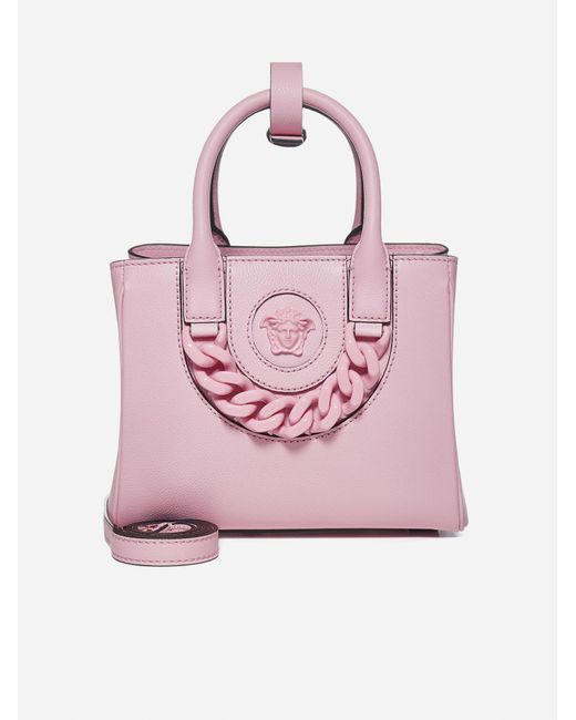 Versace Medusa And Chain Small Leather Bag in Pink | Lyst UK
