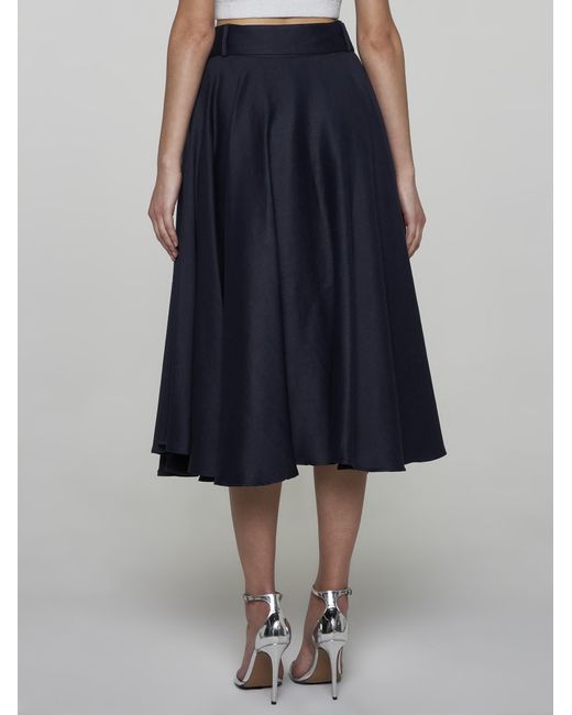 Lardini Blue Ventura Linen-blend Midi Skirt