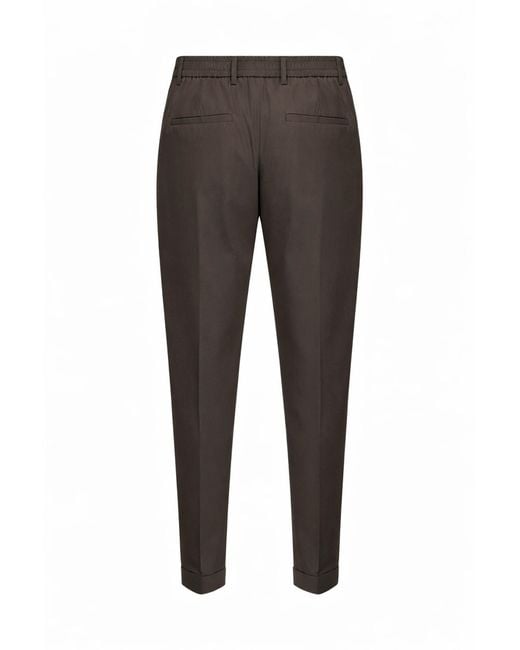 D 40 Gray Stretch Cotton Blend Slim Carrot Trousers for men