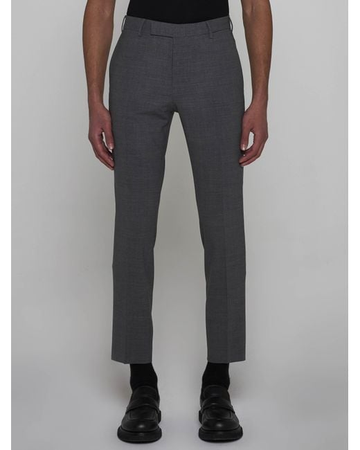 PT Torino Gray Dieci Stretch Wool Trousers for men