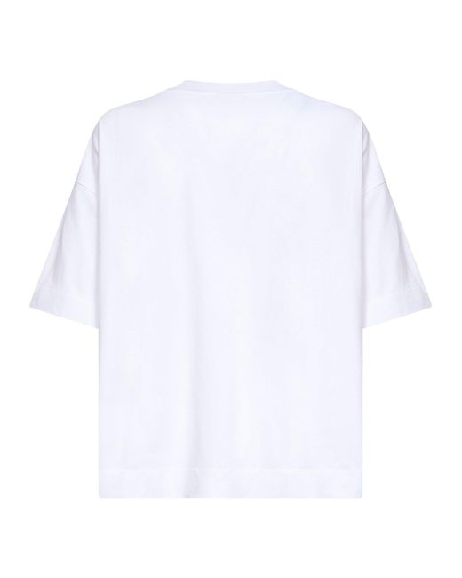 Dries Van Noten White Jersey Oversized Crewneck T-Shirt for men