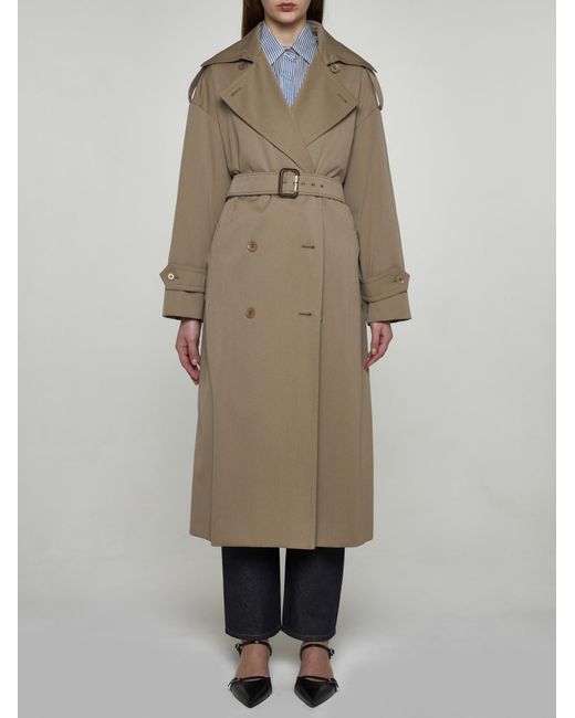 Max Mara Natural Salpa Wool-blend Double-breasted Trench Coat