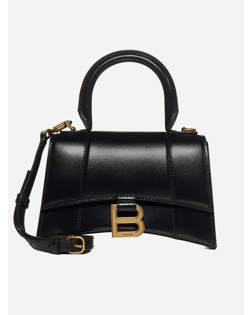 Balenciaga Black Hourglass Xs Leather Bag