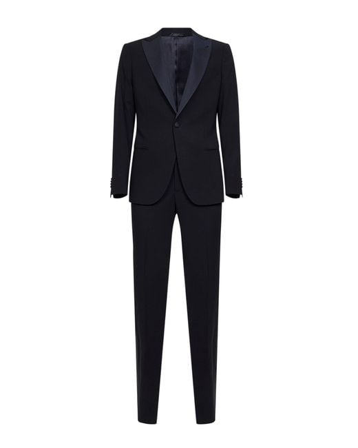 Giorgio Armani Blue Dark Virgin Wool Crepe Tuxedo Suit for men