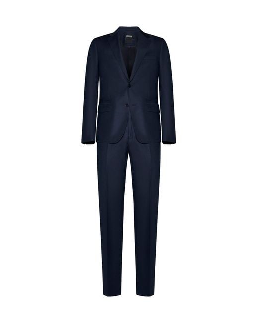 Zegna Blue Wool Single-Breasted Blazer for men