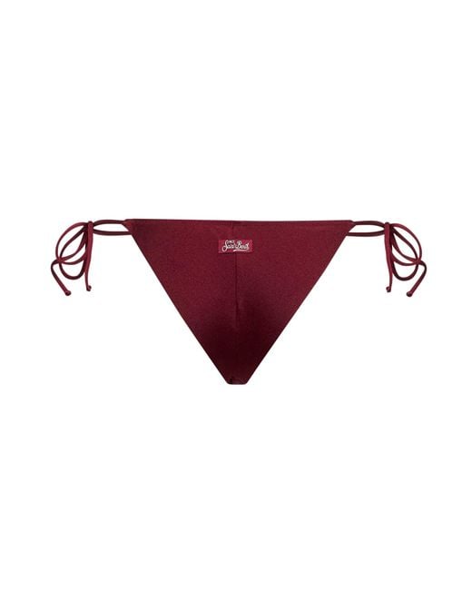 Mc2 Saint Barth Purple Burgundy Glossy Lycra Marielle Plate Brazilian Bikini Bottom