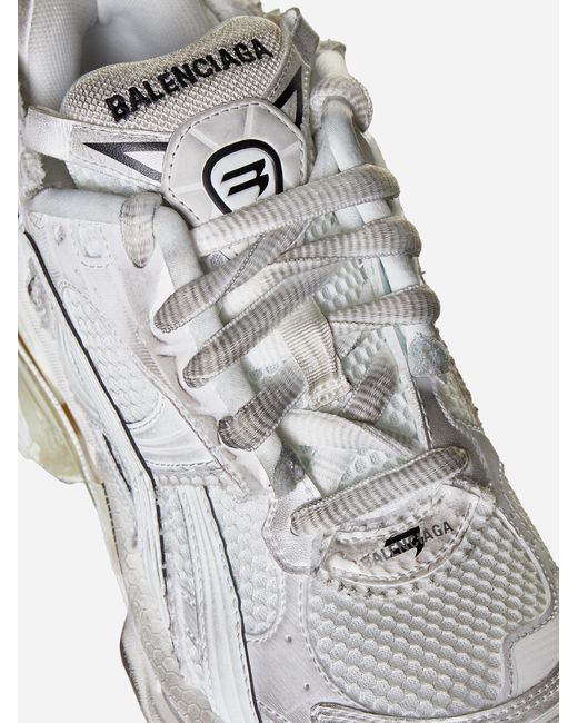 Balenciaga White Runner Mesh And Faux Leather Sneakers