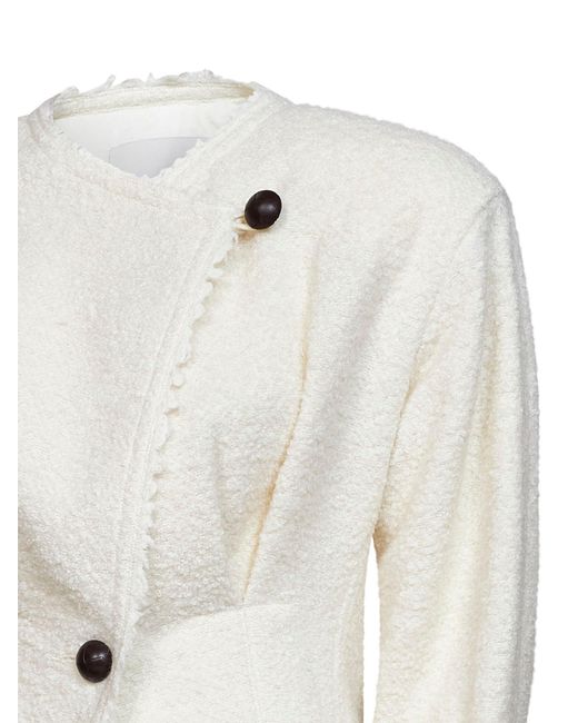 Isabel Marant White Ecru Bouclé Wool And Alpaca Blend Suna Jacket