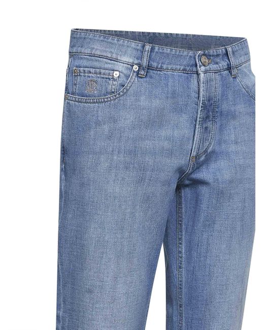 Brunello Cucinelli Blue Light Denim Traditional Fit Jeans for men