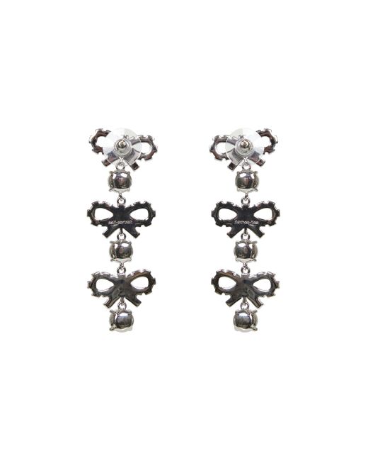Self-Portrait White Self Portrait Micro Bow Crystal Tiered Earrings