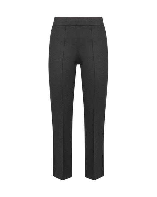 Blanca Vita Black Anthracite Stretch Jersey Pioppo Trumpet Trousers