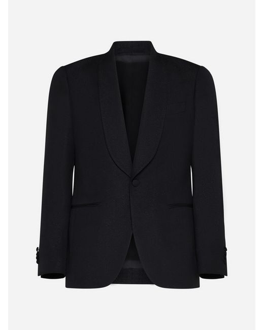 Lardini Black Wool-blend Single-breasted Blazer for men