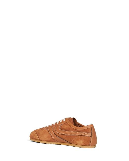 Dries Van Noten Brown Tan Suede Sneakers With Leather Details