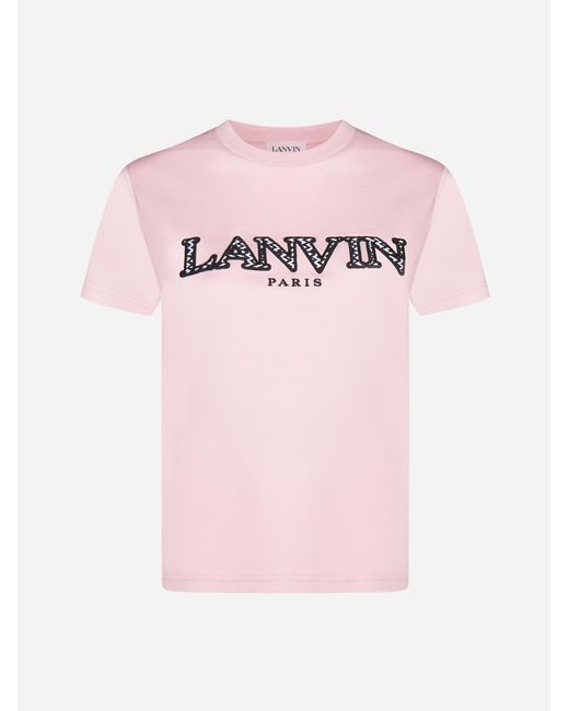 Lanvin Pink Curb Logo Cotton T-shirt